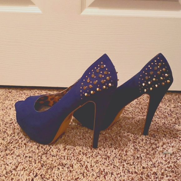 Blue spike platform heels - Picture 1 of 6